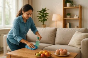 تعرفي على أفضل روتين تنظيف سريع للمنزل في 30 دقيقة لتحضير غرفك وترتيبها قبل وصول الضيوف بسهولة وفعالية.