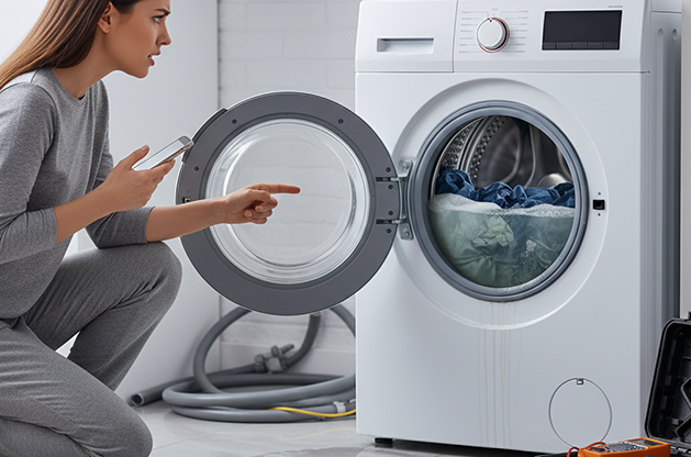 هل تعاني من تجمع الماء في الغسالة؟ اكتشف 6 أسباب رئيسية لـ مشاكل تصريف الغسالة، من الفلتر المسدود إلى تعطل المضخة، وكيف يمكنك تشخيصها بذكاء.