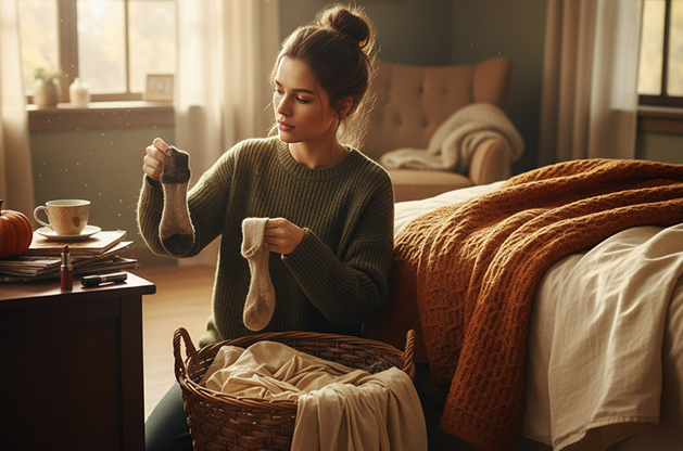 تنظيف غرفة النوم السريع استعداداً للخريف يبدأ بالتخلص من 5 عناصر مسببة للفوضى! استمتع براحة بال كاملة ومساحة نظيفة ومنظمة.