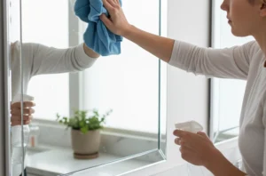 تريد تنظيف المرايا دون خطوط؟ تعلم 3 حيل احترافية بسيطة باستخدام الخل والماء المقطر، وكيفية التخلص من بقع الماء العسر لتنعم بمرآة لامعة.