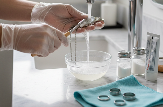 تنظيف مجوهرات الفولاذ المقاوم للصدأ في المنزل أمر سهل! اكتشف 3 حيل فعالة لإزالة الأوساخ والبقع واستعادة بريق قطعك دون خدشها.