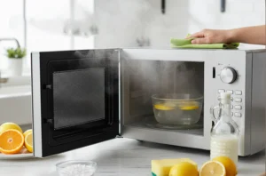 تنظيف الميكروويف أصبح أسهل! اكتشف 8 طرق سريعة لإزالة الدهون والروائح الكريهة باستخدام مواد منزلية بسيطة مثل الخل وصودا الخبز والليمون.