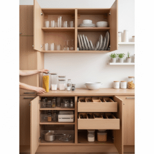 ترتيب خزائن المطبخ أصبح سهلاً! اكتشف 5 نصائح عملية لتنظيم الأدوات واستغلال المساحات للحصول على مطبخ مرتب وعملي.